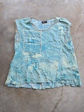Biya Johnny Was Blouse Womens Small Pattern Silk teal Top